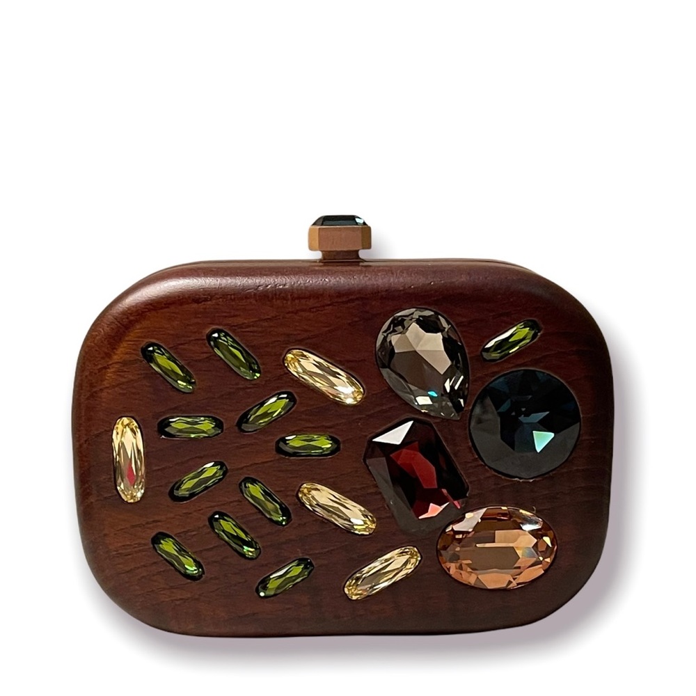 Devi Kroell Crystal Embellished Wood Clutch